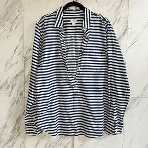 J. Crew Blue and White Striped Blouse